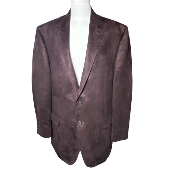 Soft Faux Suede Blazer Brown Chaps Ralph Lauren Mens 44L - Picture 8 of 9